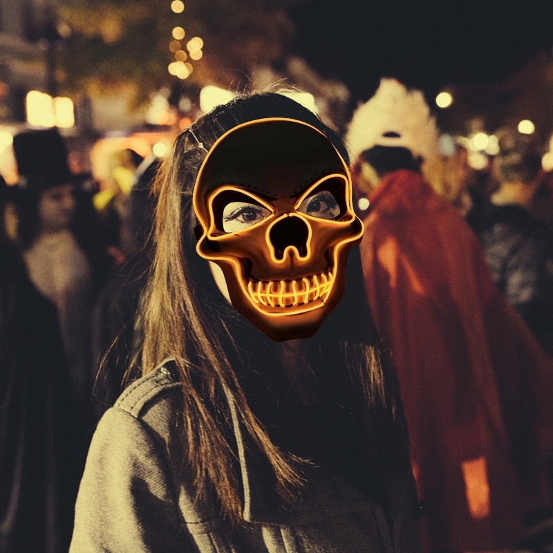 LED Glowing Skull Halloween Costume Mask