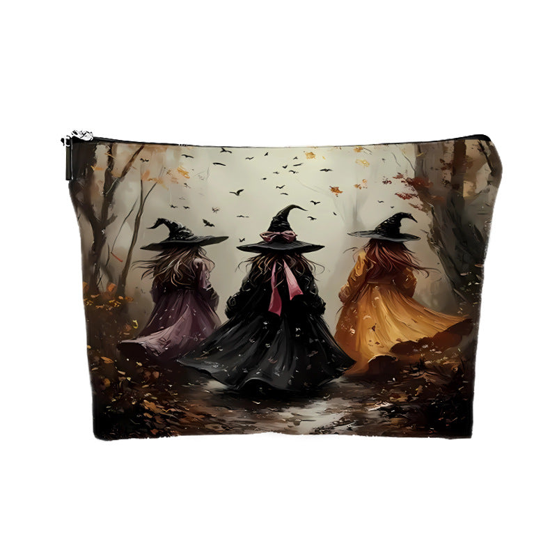 Halloween Witch Gift Canvas Makeup Bag - Discount Halloween City