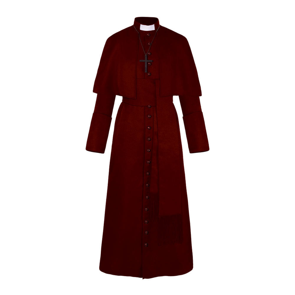 Solid Color Priest Cos Costume Halloween Priest Medieval - Discount Halloween City