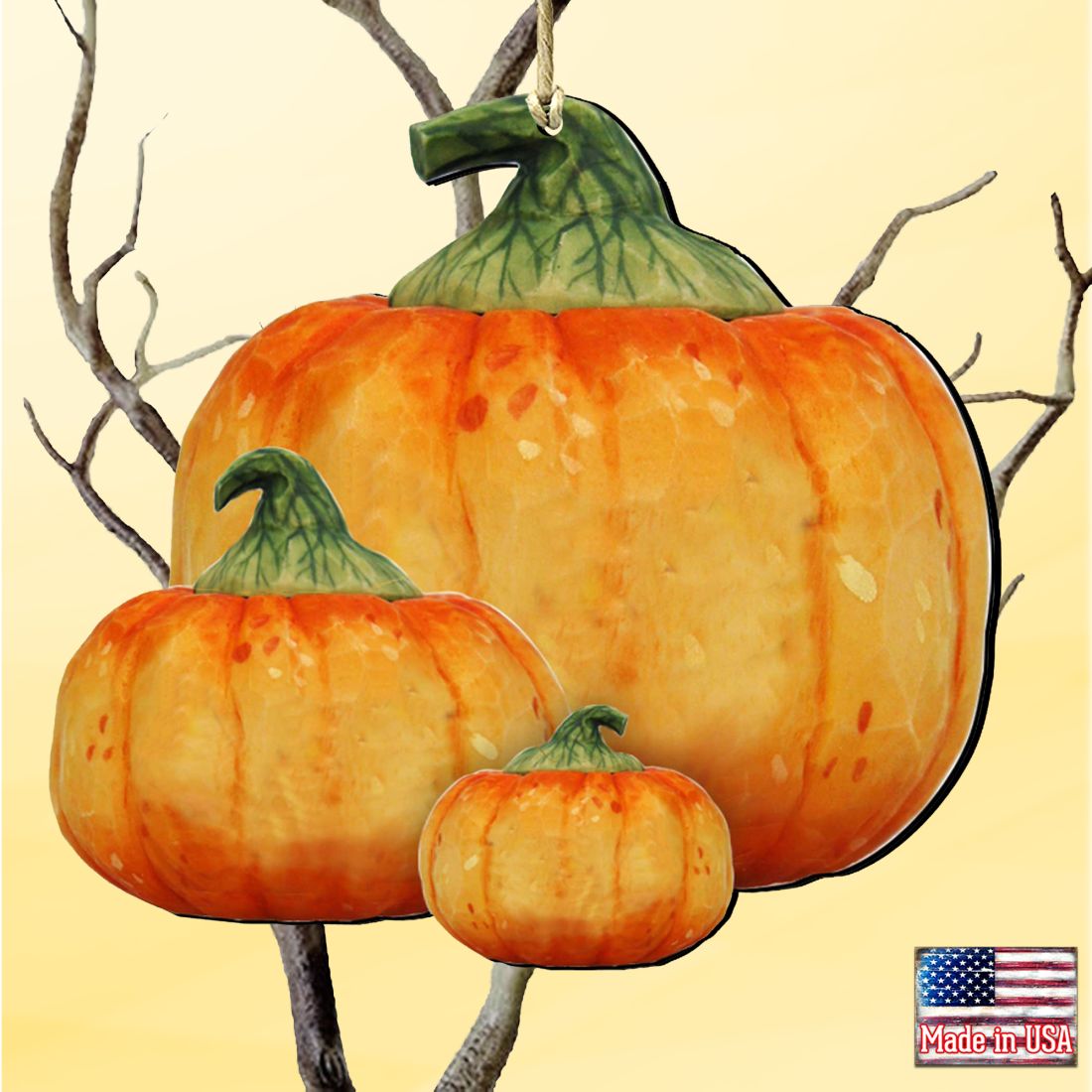 Stacking Pumpkins Wooden Ornaments Halloween by G. DeBrekht - Thanksgiving Halloween Decor - 8158414-2