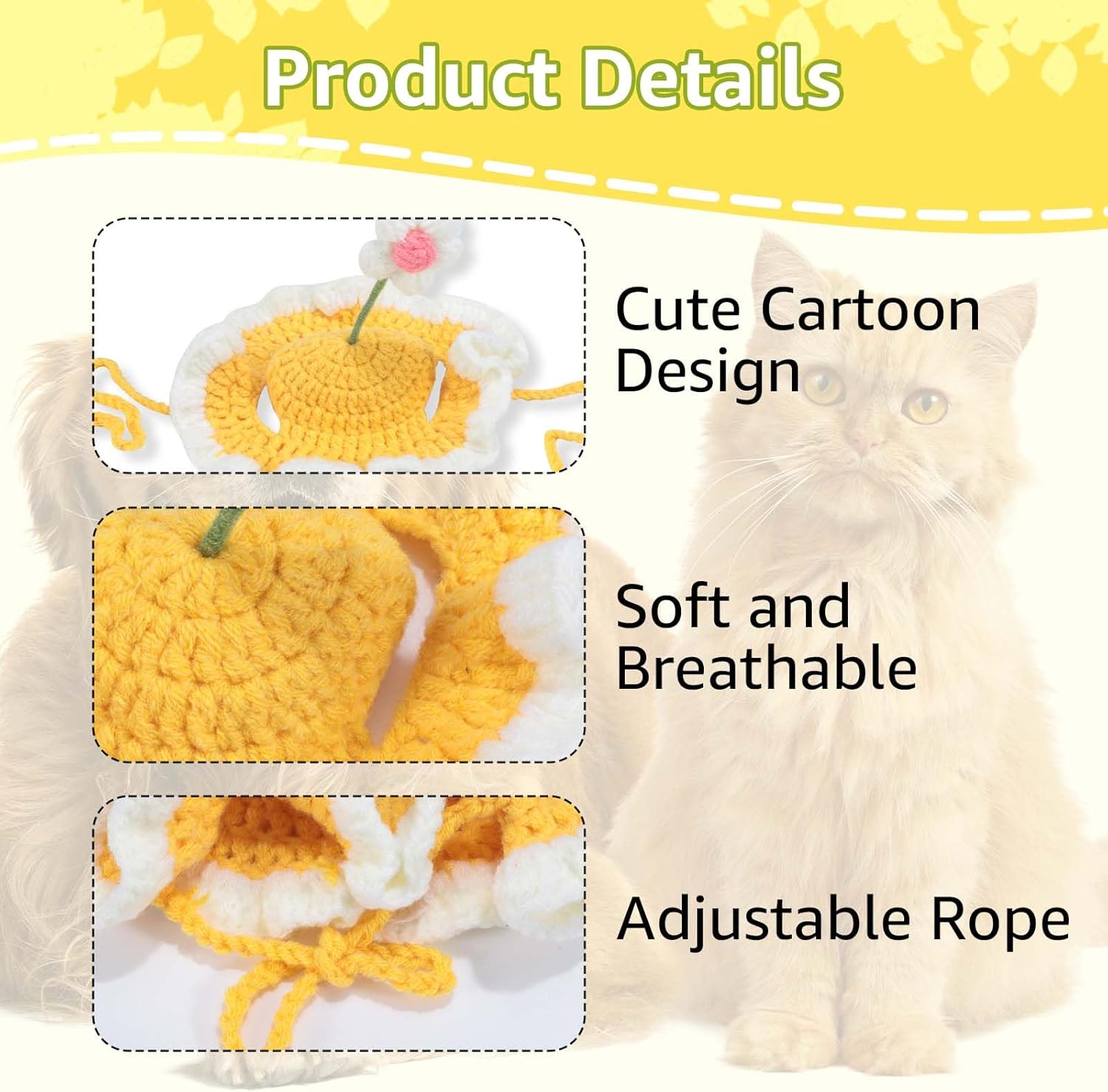 Cute Knit Cat Hat Funny Dog Hat for Cats and Small Dogs - Discount Halloween City