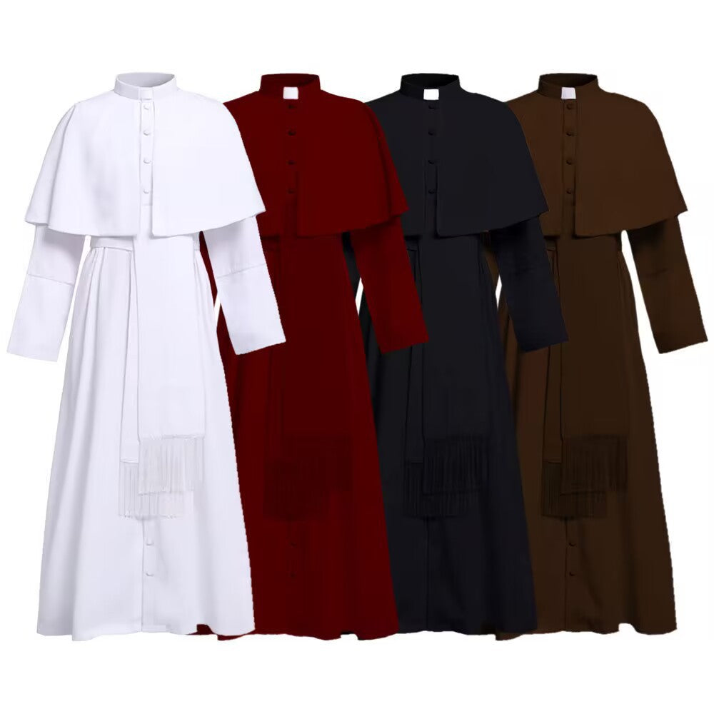 Solid Color Priest Cos Costume Halloween Priest Medieval - Discount Halloween City