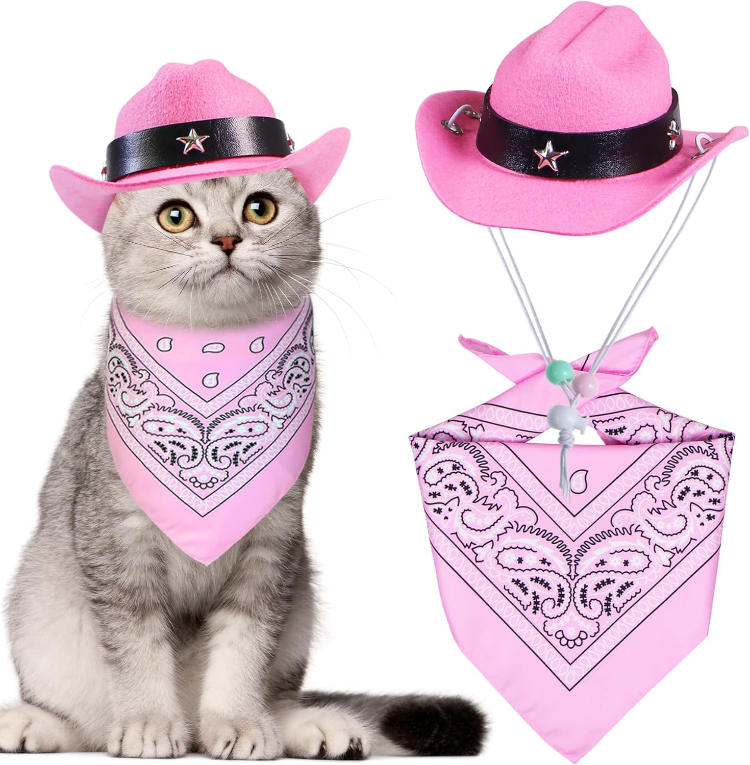 Cat Cowboy Costume Cat Cowboy Hat and Bandana Set Cat - Discount Halloween City