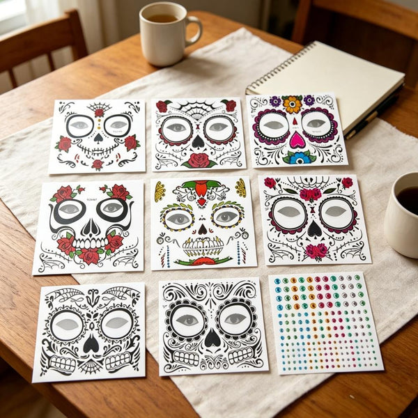 9-piece Face Decoration Set with Rhinestones