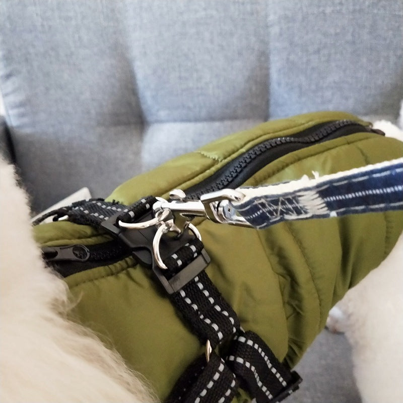 Waterproof Dog Clothes Winter Dog Coat with Harness Warm Pet - Pet Costumes