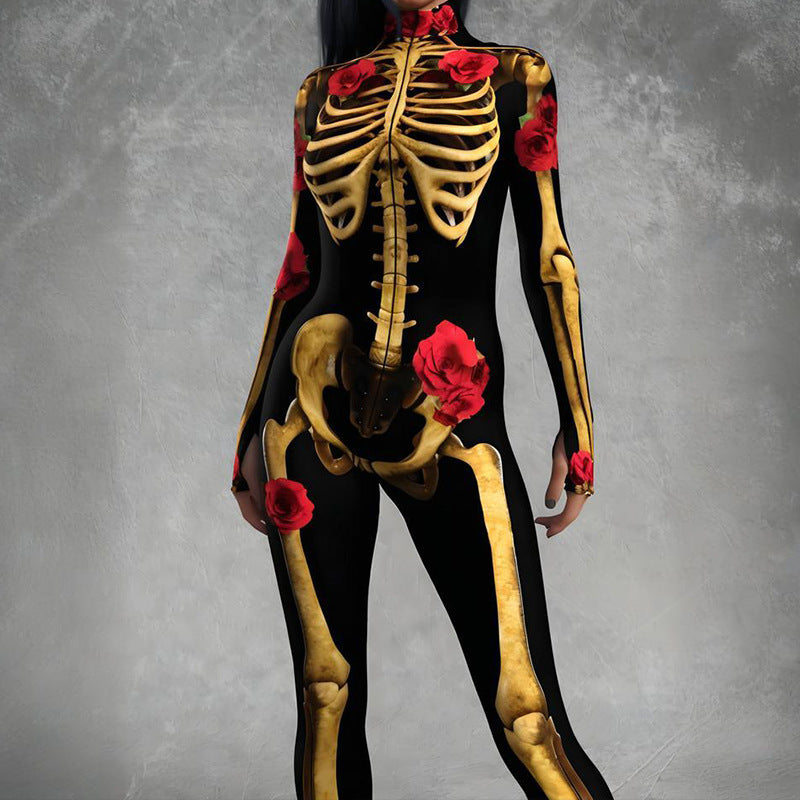 Women's Body Skeleton Skinny Print Jumpsuit - alternate view 3