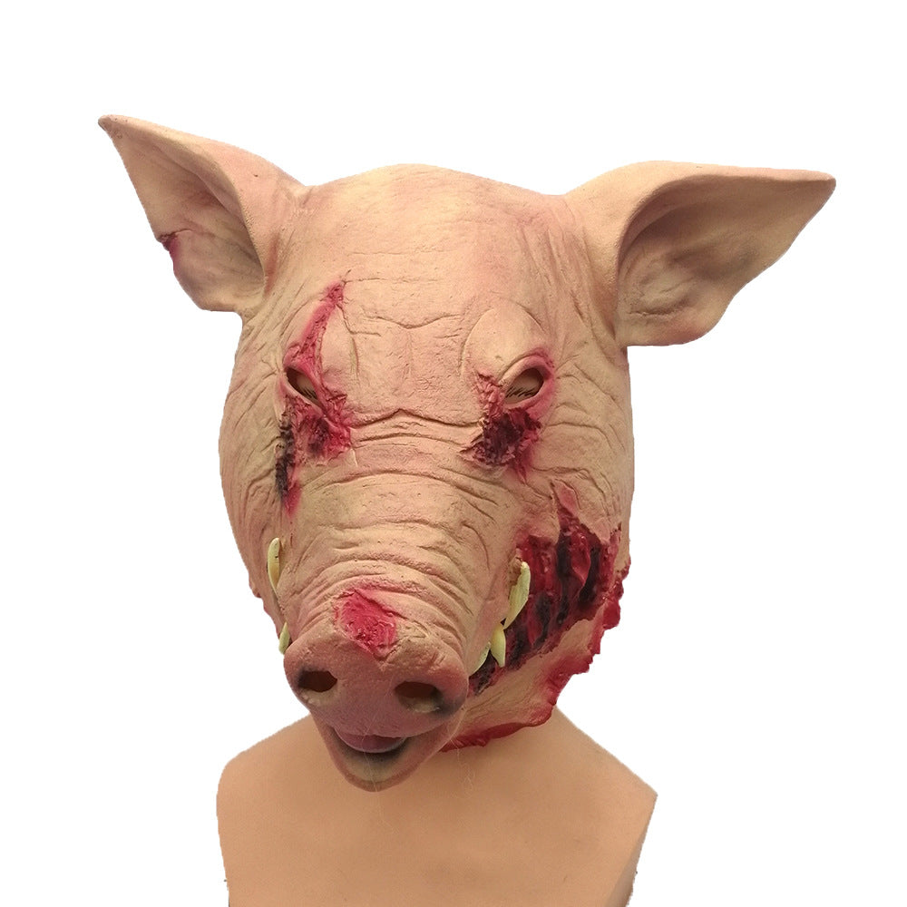 Halloween Horror Latex Rotten Face Pig Head Mask - Discount Halloween City