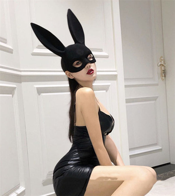 Rabbit Ears Suede Mask Halloween Party Mask - Discount Halloween City