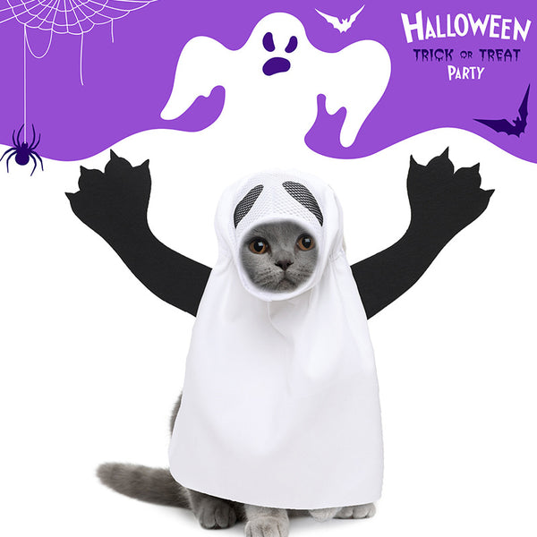 Pet Halloween Ghost Pet Costume Dog Cat Holiday Party - Discount Halloween City