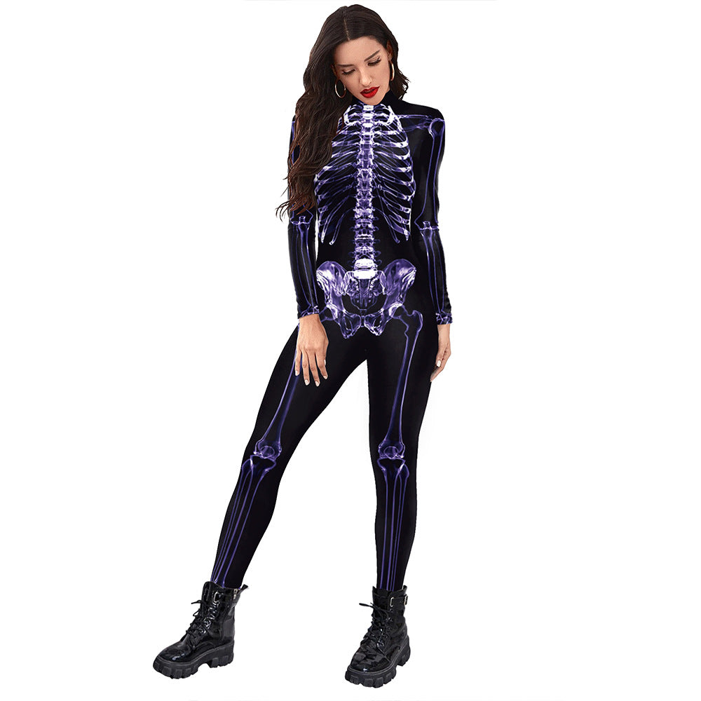 Halloween Funny Skeleton 3d Printed Stage Costume Jumpsuit - Discount Halloween City