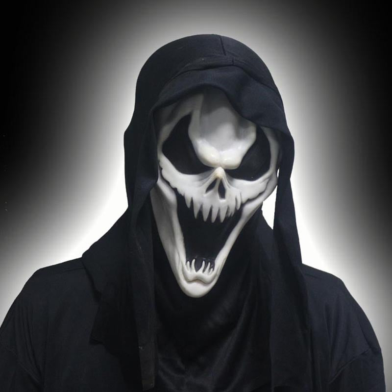 Halloween Horror Grimace Mask Red Tongue Black Face - Discount Halloween City