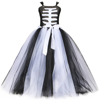Halloween Girl Skull Skeleton Mesh Bubble Skirt | Indoor Decorations - Decorations