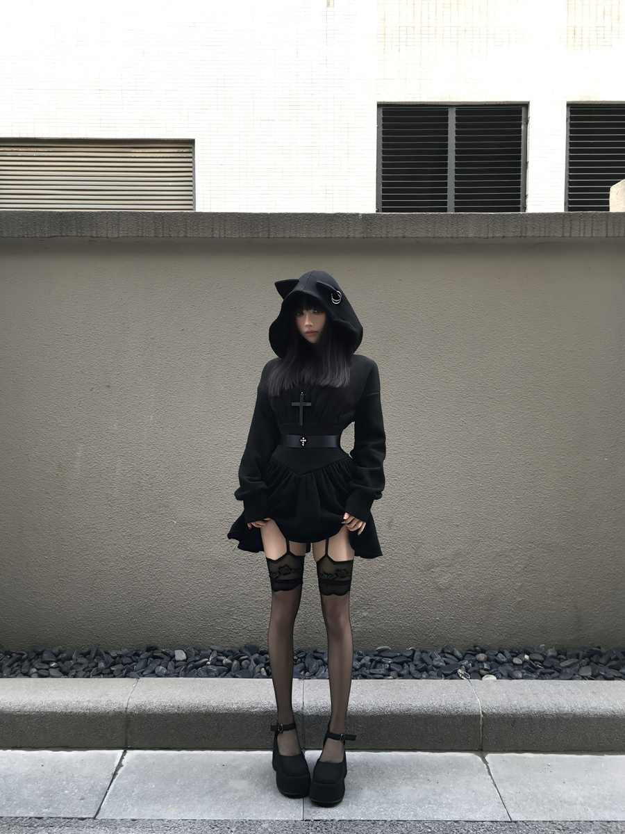 Dark-style Halloween Hoodie with Fleece-lined Dress for Fall - product image 5