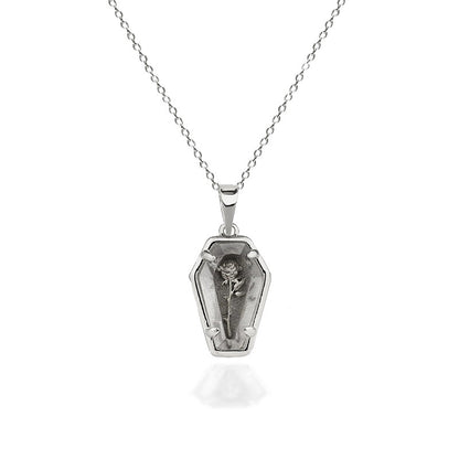 Halloween Ghost Festival Dark Gothic Rose Coffin Necklace - Accessories