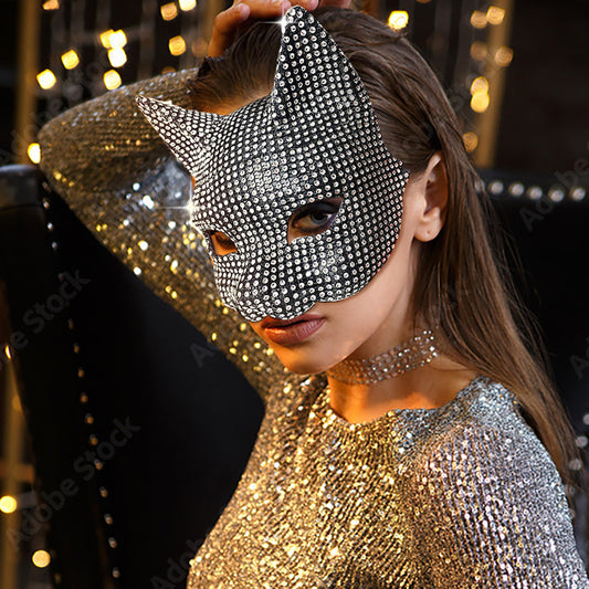 Halloween Diamond Cat Mask Gloves Suit Diamond Sexy Cat Girl - Discount Halloween City