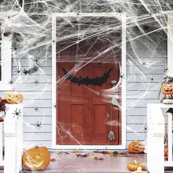 Spider Webs and 50PCS Fake Spiders Super Stretch Cobwebs Party Decorate for Halloween - Discount Halloween City