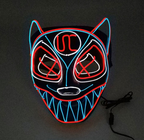 EL Cold Light Glowing Mask Multicolor Wolf Head Animal - Discount Halloween City