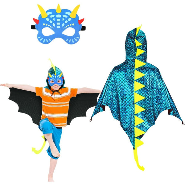 Dinosaur Halloween Cape Costume Set with Mask & Gloves - Design 1