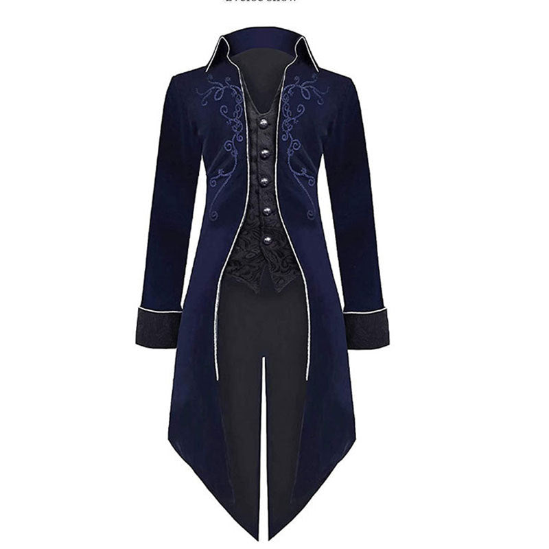 Halloween Swallowtail Vintage Costume Mid-length Punk Coat - Discount Halloween City