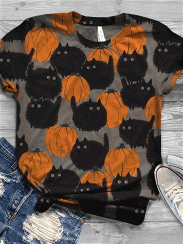 Halloween Print Short Sleeve - Discount Halloween City
