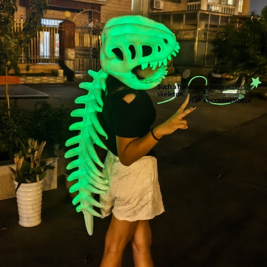 Halloween Glowing Dinosaur Skeleton Mask Kids Plush Toy | Masks | Indoor Decorations - Decorations