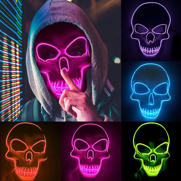 Halloween Skeleton Mask LED Glow Scary Mask - Discount Halloween City