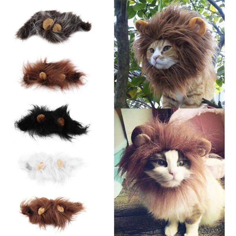 Funny Pet Hat for Small Dogs Cats Hat Emulation Lion Hair - Discount Halloween City