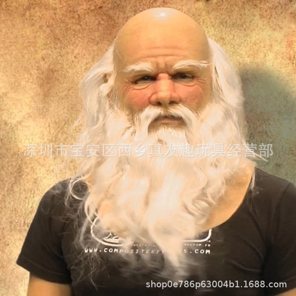 Old White Mask Bald Old Latex Headgear Halloween Cosplay - Discount Halloween City