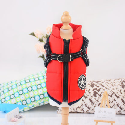 Waterproof Dog Clothes Winter Dog Coat with Harness Warm Pet - Pet Costumes