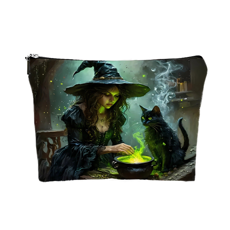 Halloween Witch Gift Canvas Makeup Bag - Discount Halloween City