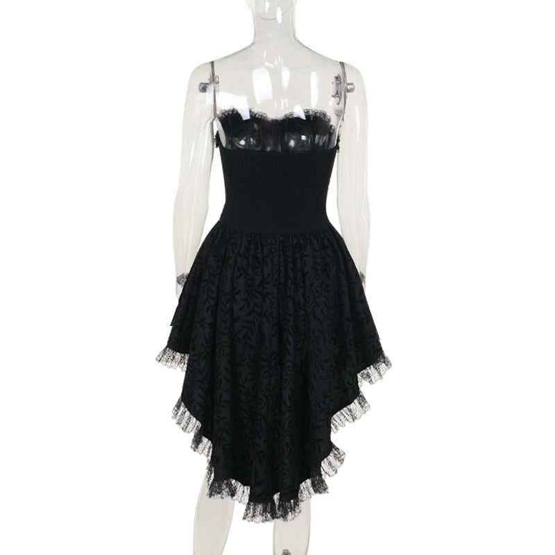 Halloween Dark Goth Flocking Bra Trailing Dress - product image 7