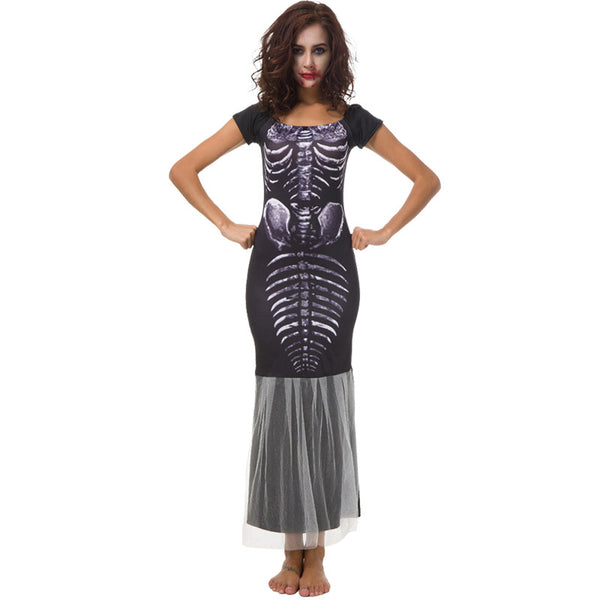Halloween White Yarn Fishtail Skirt Women's Witch Costume - Discount Halloween City