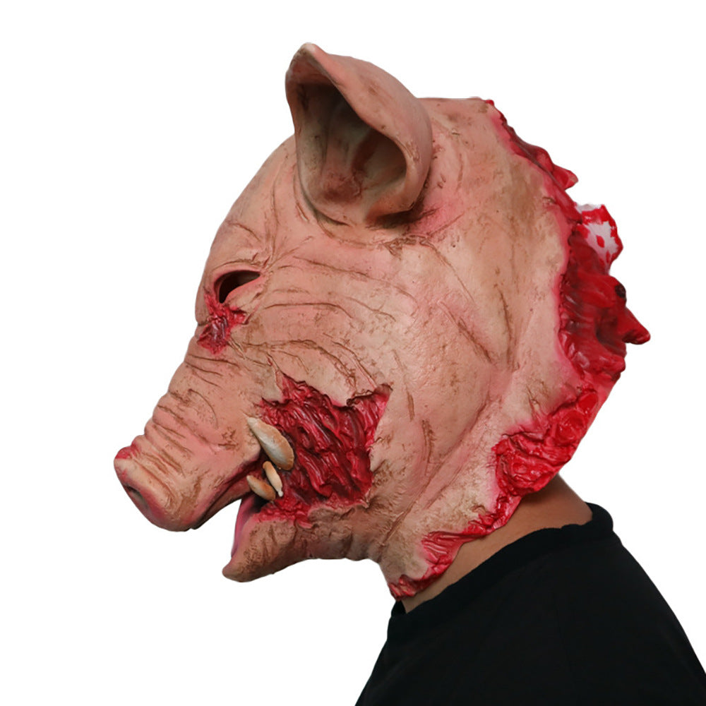 Halloween Horror Latex Rotten Face Pig Head Mask - Discount Halloween City