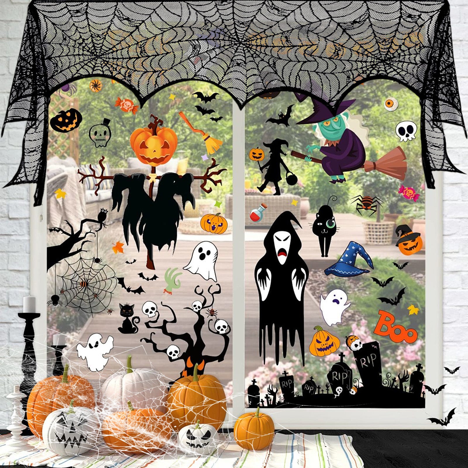 Black Lace Spider Web - Elegant Spider Web Decoration for - alternate view 2