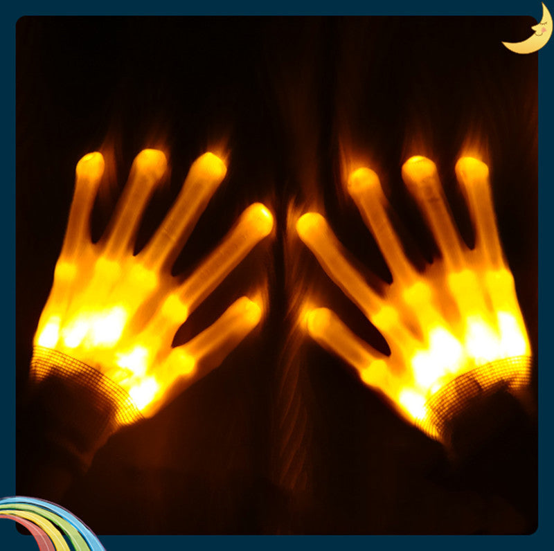 1pair Chic LED Light Up Skeleton Hand Gloves Halloween - Discount Halloween City