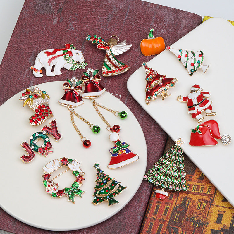 Halloween Snowman Christmas Tree Corsage Alloy Dripping