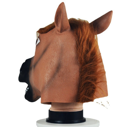 Halloween Cosplay Brown Animal Horse Head Mask Headgear - Discount Halloween City