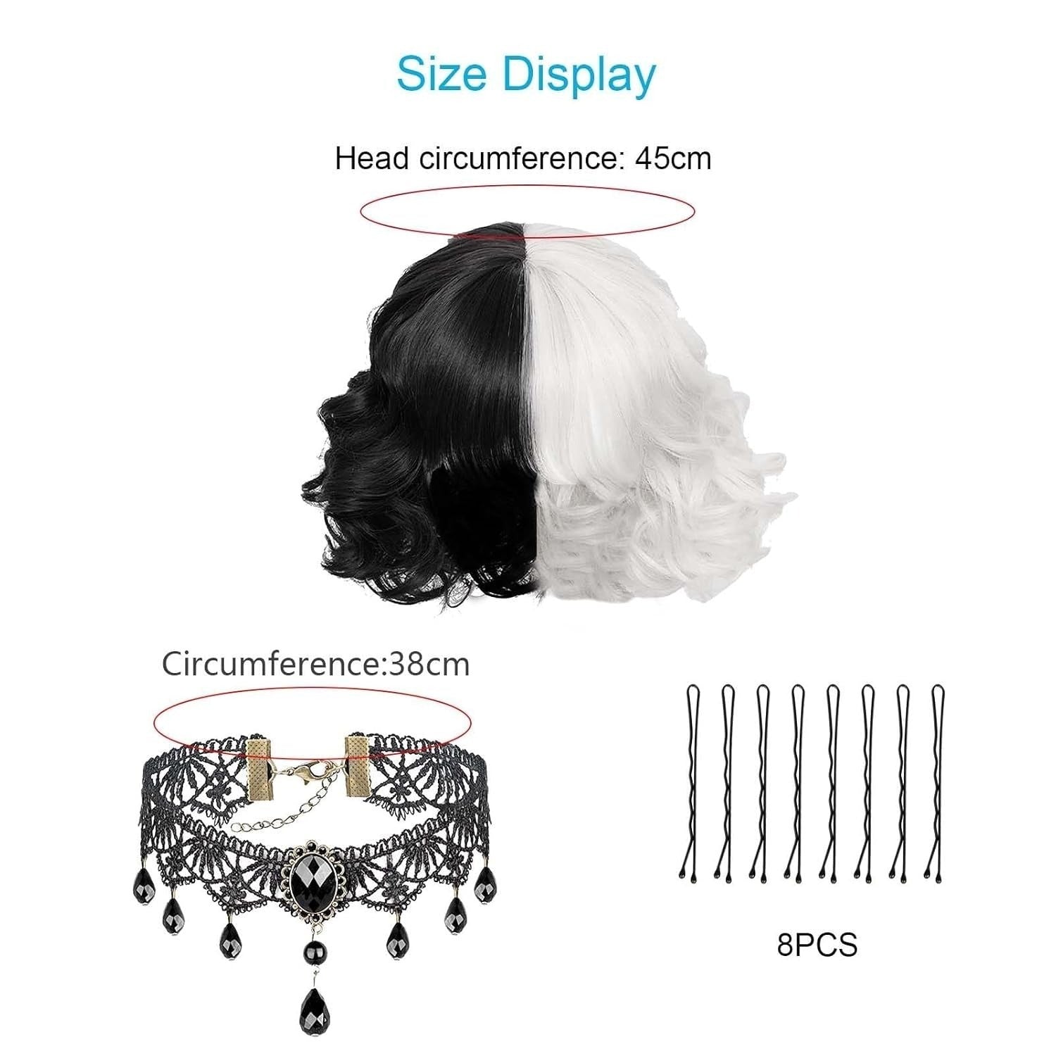 Short Black-and-white for Wig - alternate view 4