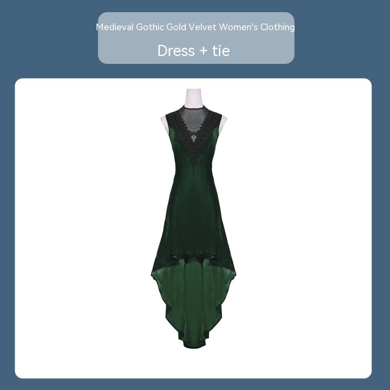 Medieval Retro Pleuche Dress Halloween Cos Performance - Costumes