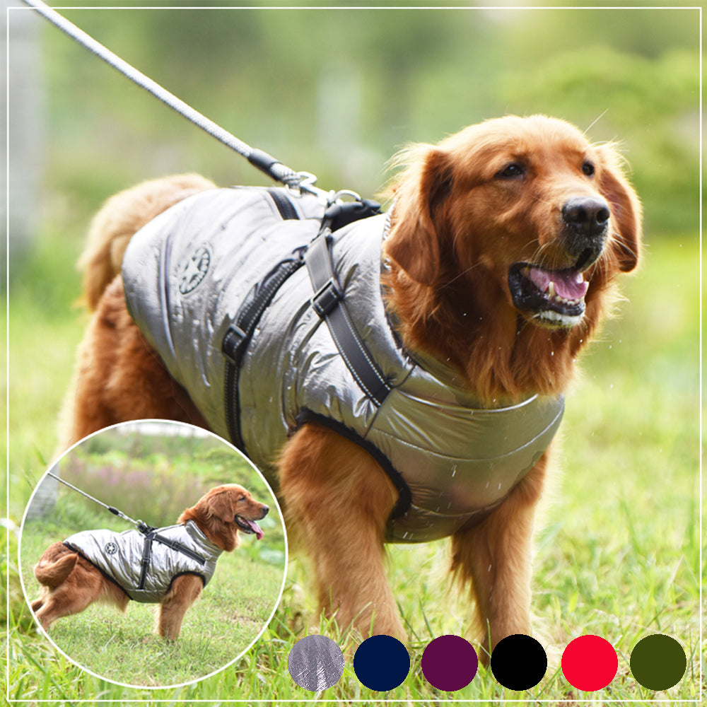 Waterproof Dog Clothes Winter Dog Coat with Harness Warm Pet - Pet Costumes