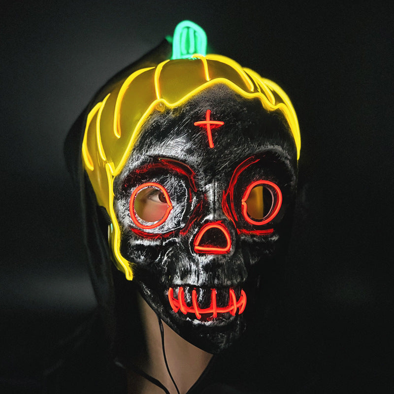 Halloween Horror Mask LED Glowing Pumpkin Skull - Discount Halloween City