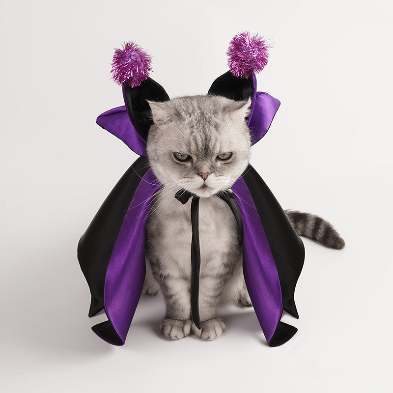 Halloween Pet Cat Dog Demon Cloak Horn Hat Costume - Discount Halloween City