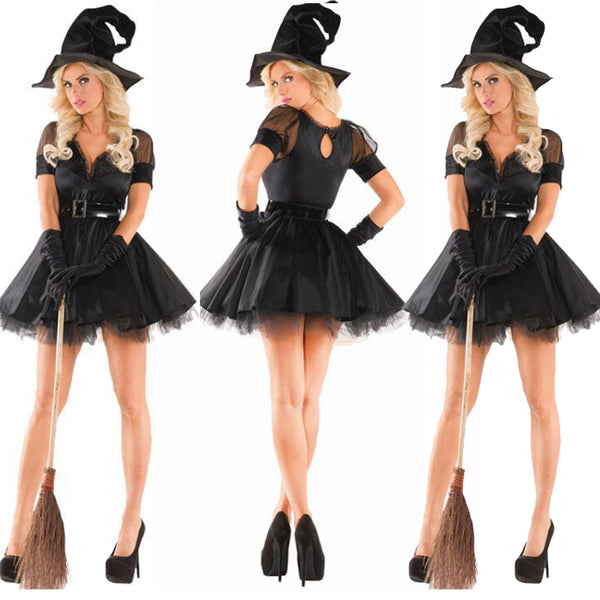 New Black Lace Witch Outfits Costume