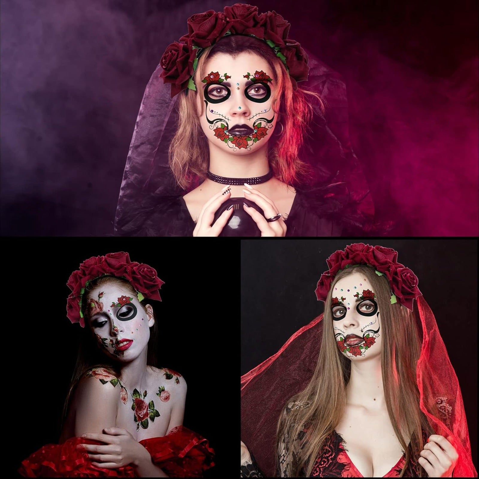 Women's Day of the Dead Headband with Day of the Dead Body - alternate view 3