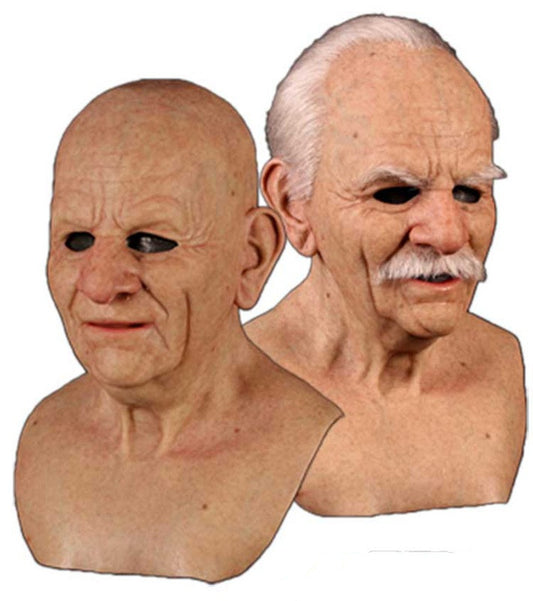 Old Man Mask White Hair White Beard Headgear Halloween - Discount Halloween City