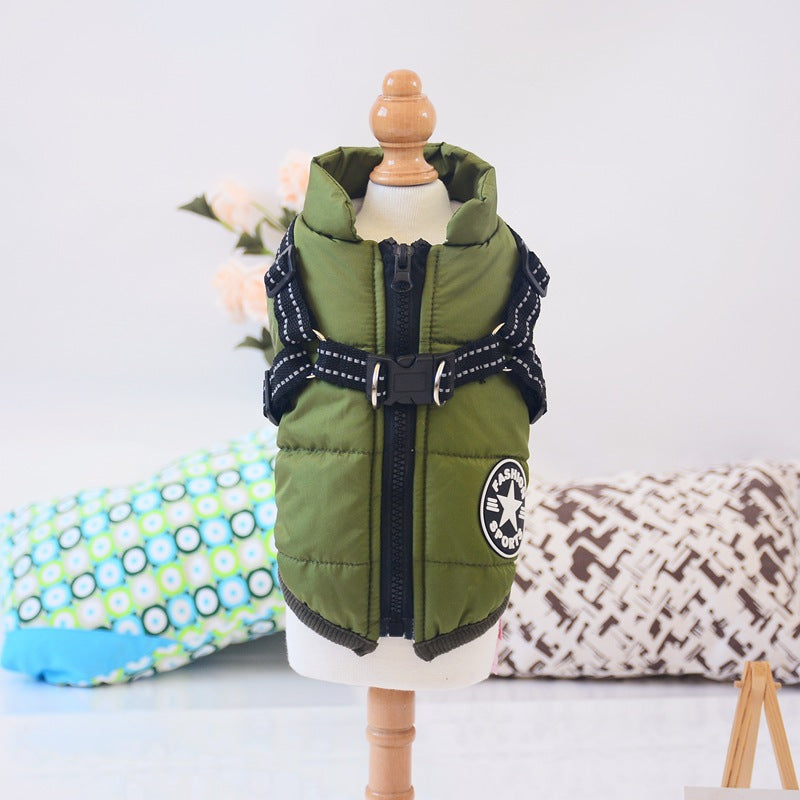 Waterproof Dog Clothes Winter Dog Coat with Harness Warm Pet - Pet Costumes