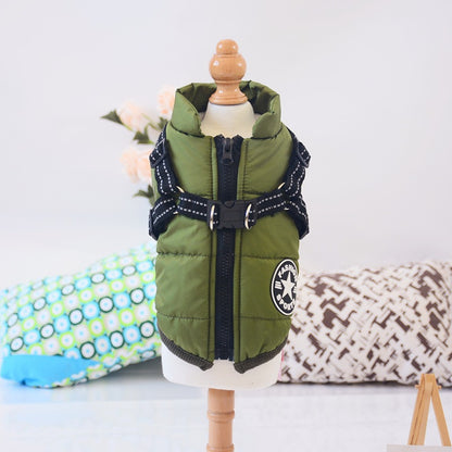 Waterproof Dog Clothes Winter Dog Coat with Harness Warm Pet - Pet Costumes