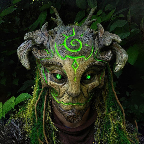 Halloween Glowing Mask Forest Elf Old Man Latex Mask - Discount Halloween City