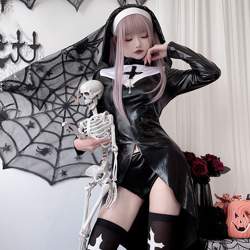 Vampire Nun's Outfit Halloween Adult Costume Cross Dark Goth - Discount Halloween City