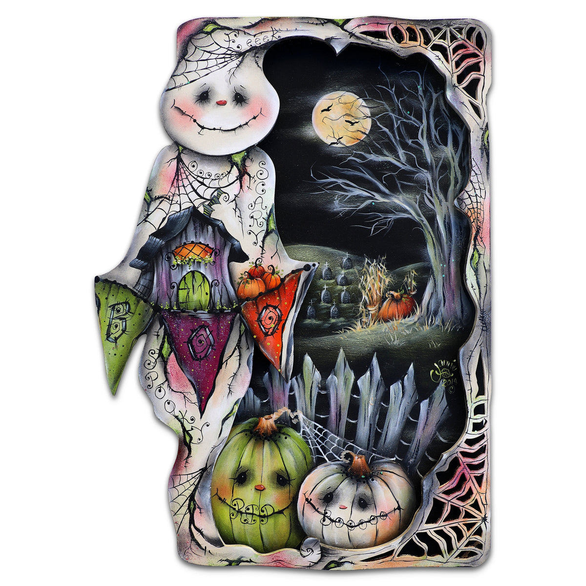 Night of the Pumpkins Holiday Door Decor by Jamie Mills-Price - Halloween Decor - 8611078H-MP